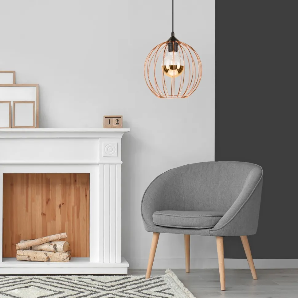 Hängelampe Metall Schwarz Kupfer Ø 24 cm verstellbar Retro