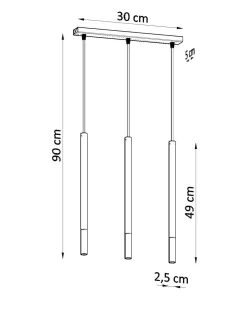 Hängelampe Metall Schwarz Gold länglich 3-flammig G9