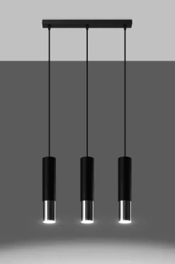 Hängelampe Metall Schwarz Chrom 3-flammig verstellbar