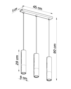 Hängelampe Metall Schwarz Chrom 3-flammig verstellbar
