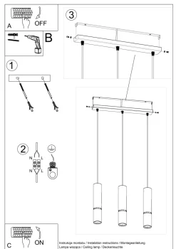 Hängelampe Metall Schwarz Chrom 3-flammig verstellbar