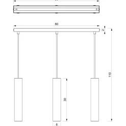 Hängelampe Metall Schwarz Modern 3-flammig GU10 VISHAL