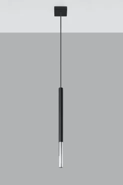 Hängelampe Metall Schwarz Chrom Ø 2,5 cm schmal Zylinder