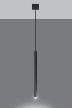 Hängelampe Metall Schwarz Chrom Ø 2,5 cm schmal Zylinder