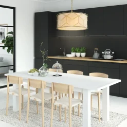 Hängelampe Metall Stoff Ø 45 cm rund H: max. 76,8 cm