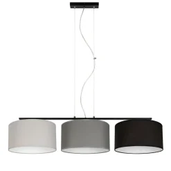 Hängelampe Metall Stoff E27 100 cm Grau Graphit Schwarz