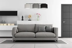 Hängelampe Metall Stoff E27 100 cm Grau Graphit Schwarz