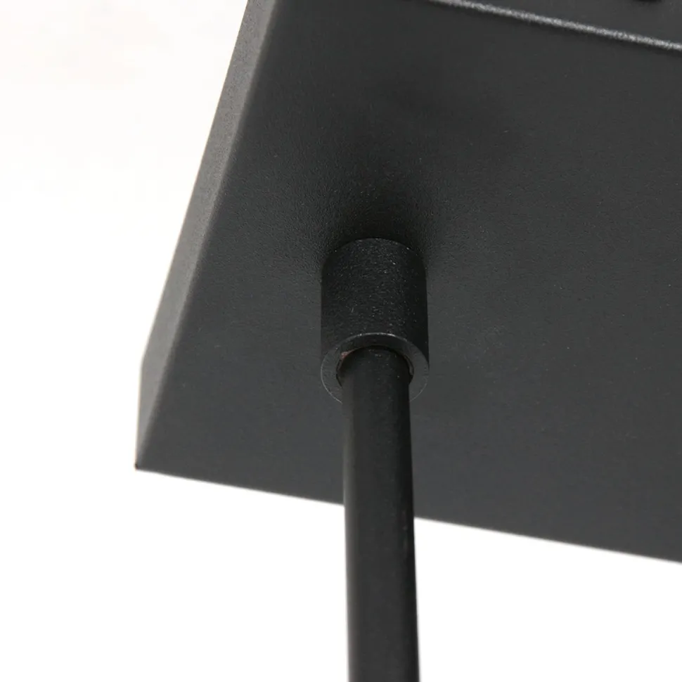 Hängelampe Metall Stoff in Schwarz Silber 140 cm lang