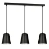 Hängelampe mit Schirm Schwarz Metall 3-flammig E27