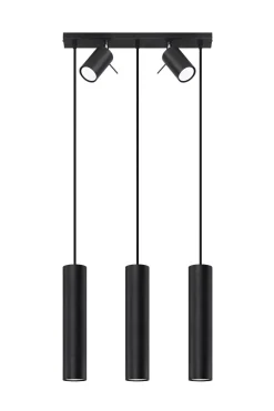 Hängelampe mit Spot Metall 5-flammig länglich Schwarz