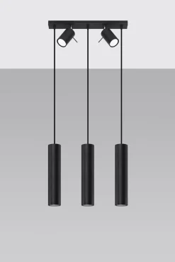 Hängelampe mit Spot Metall 5-flammig länglich Schwarz