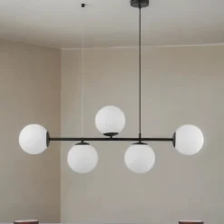 Hängelampe Modern B: 96 cm Metall Glas in Schwarz Weiß