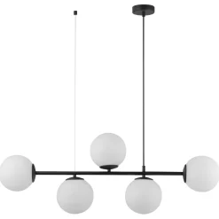 Hängelampe Modern B: 96 cm Metall Glas in Schwarz Weiß