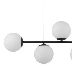 Hängelampe Modern B: 96 cm Metall Glas in Schwarz Weiß
