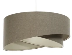 Hängelampe Modern E27 rund D: 40 cm Braun Stoff Boho