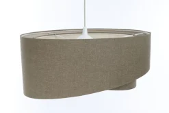 Hängelampe Modern E27 rund D: 40 cm Braun Stoff Boho