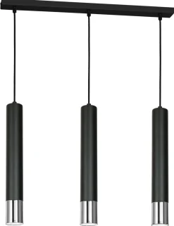 Hängelampe Modern Metall 3 flammig Schwarz Chrom