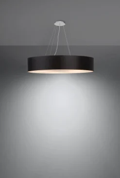 Hängelampe Modern rund Ø 80 cm groß Schwarz Stoff Glas