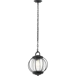 Hängelampe POND Schwarz rund Glas Vintage außen