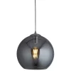 Hängelampe Rauchglas E27 Ø 30 cm Kugel Schirm Grau Schwarz