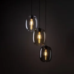 Hängelampe Rauchglas H: max. 110 cm Ø 45 cm 3-flammig E27