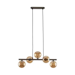 Hängelampe Rauchglas Metall höhenverstellbar 5x G9