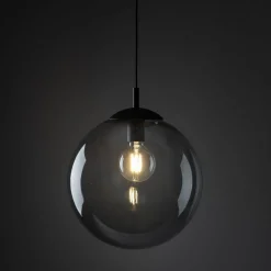 Hängelampe Rauchglas Metall E27 Ø 35 cm rund Kugelschirm