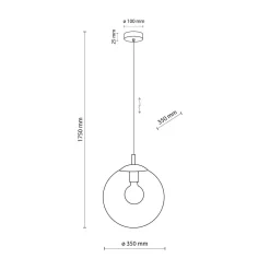 Hängelampe Rauchglas Metall E27 Ø 35 cm rund Kugelschirm