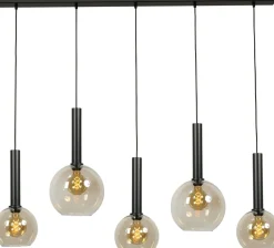 Hängelampe Rauchglas Metall 5-flammig Schwarz ELRIC