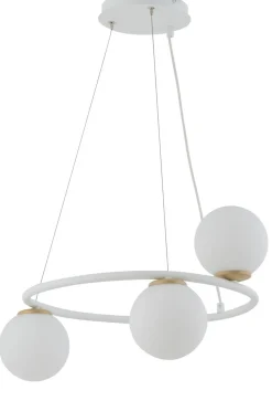 Hängelampe Rondell Weiß Metall Glas blendarm bis 0,7 m