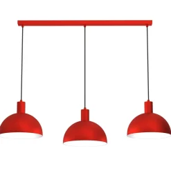 Hängelampe Rot Metall L:114 cm 3-flammig Loft dekorativ