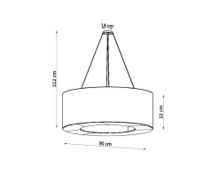 Hängelampe rund Ø 90 cm blendarm Weiß Stoff Schirm
