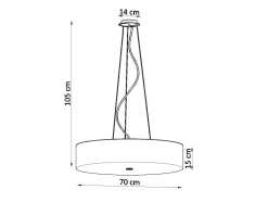 Hängelampe rund Ø 70 cm blendarm Stoff Glas 6x E27