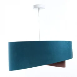 Hängelampe rund Ø 50 cm E27 Türkis Rosa Silber Stoffschirm