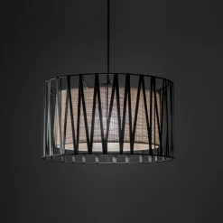 Hängelampe rund Ø 40 cm H: max. 165 cm Schwarz Braun