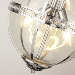 Hängelampe rund Ø 32 cm Jugendstil Kugel Schirm Chrom Klar