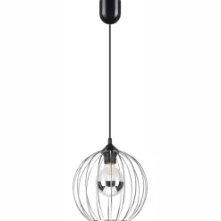 Hängelampe rund Ø 24 cm Metall Draht Schwarz Chrom KARNA