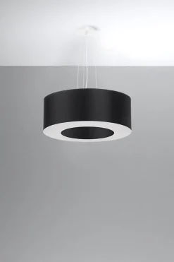 Hängelampe rund Ø 50 cm Schwarz Stoff Modern SANNY