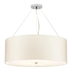 Hängelampe rund Ø66cm in Creme Chrom Stoffschirm