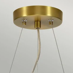 Hängelampe rund Ø46cm Stoffschirm Creme Messing antik