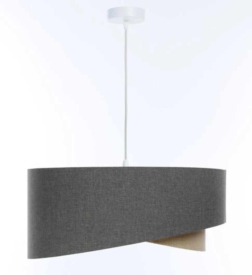 Hängelampe rund D: 50 cm E27 Braun Beige Stoff Modern