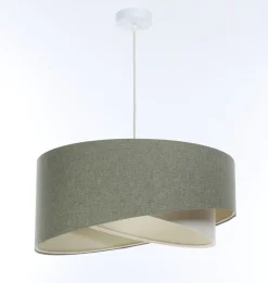 Hängelampe rund D: 50 cm E27 Grün Creme rund verstellbar