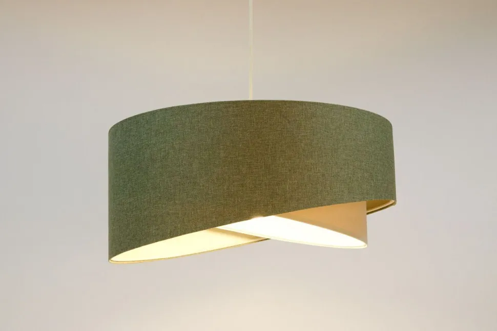 Hängelampe rund D: 50 cm E27 Grün Creme rund verstellbar