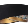 Hängelampe rund D: 50 cm E27 Stoffschirm Schwarz Bunt Gold