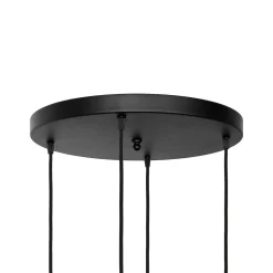 Hängelampe rund D: 49,5 cm Glas Messing Eisen Schwarz Weiß