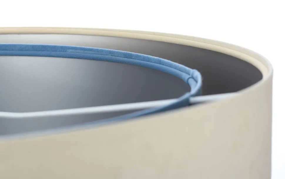 Hängelampe rund D: 50 cm Stoff Creme Blau Silber E27 Modern