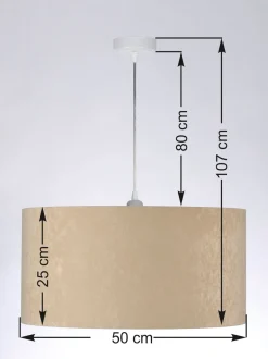 Hängelampe rund Weiß Beige Silber Retro Wohnzimmer