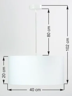 Hängelampe rund Weiß Stoff Retro Wohnzimmer JERRY