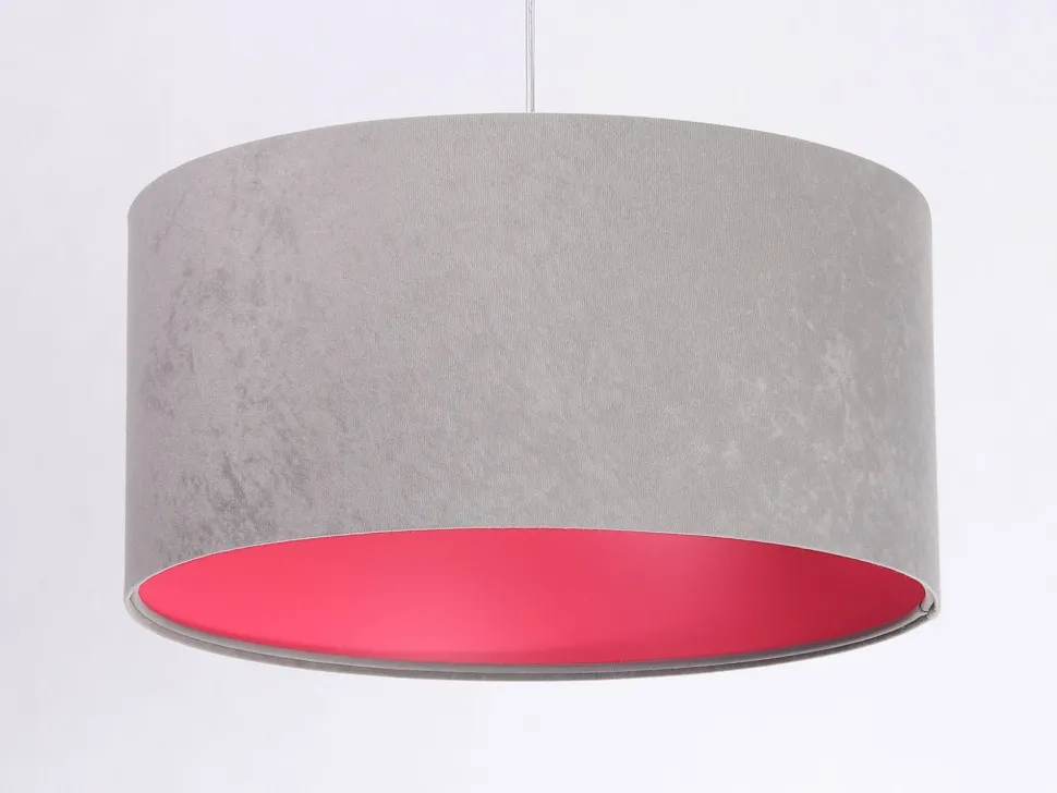 Hängelampe Schirm Grau Pink Stoff Retro Esszimmer