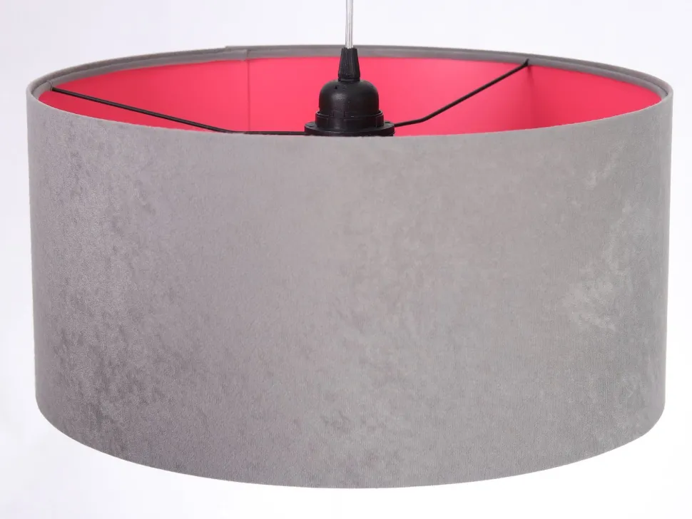 Hängelampe Schirm Grau Pink Stoff Retro Esszimmer